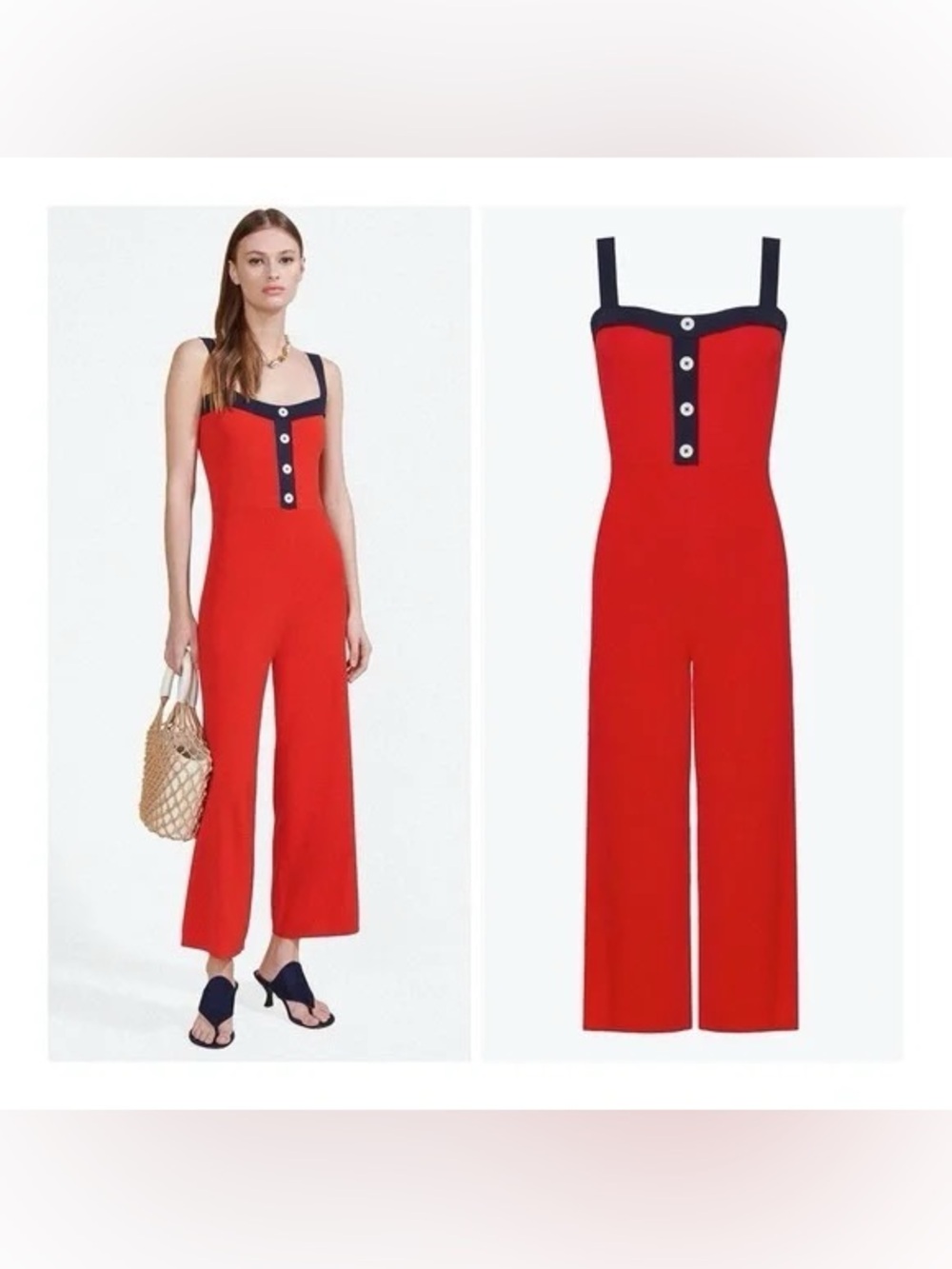 STAUD red NWOT ribbed jumpsuit